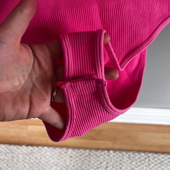 Hot Pink Ribbed Bodysuit Sleeveless Size Large - Picture 5 of 8